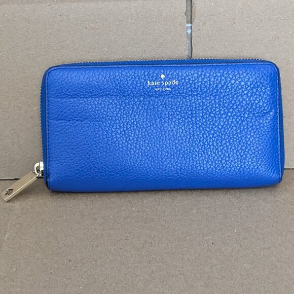 Kate Spade Kate Spade Blue Leather Zip Around Wallet . - Picture 1 of 14